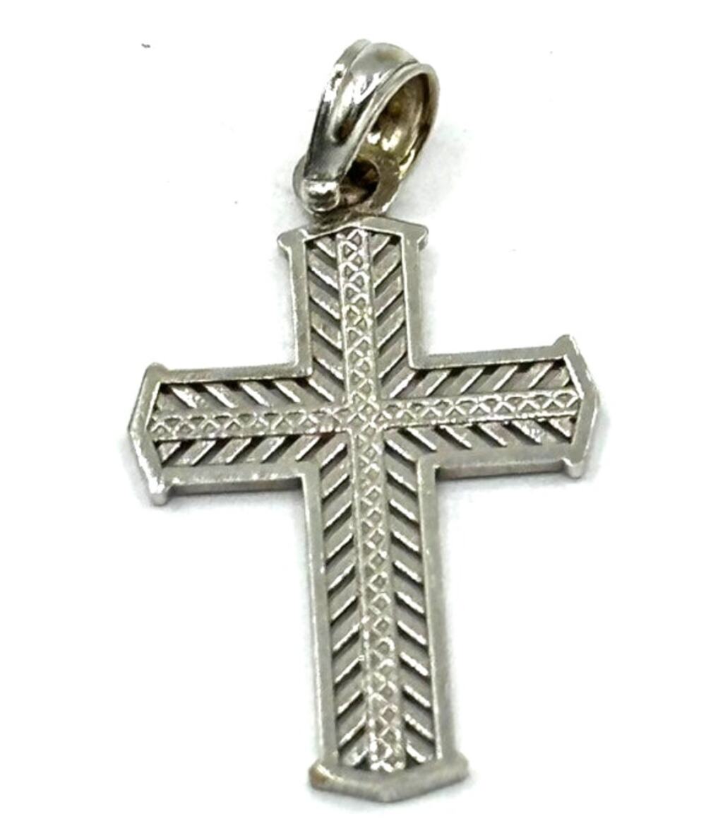 14k White Gold Cross Pendant
